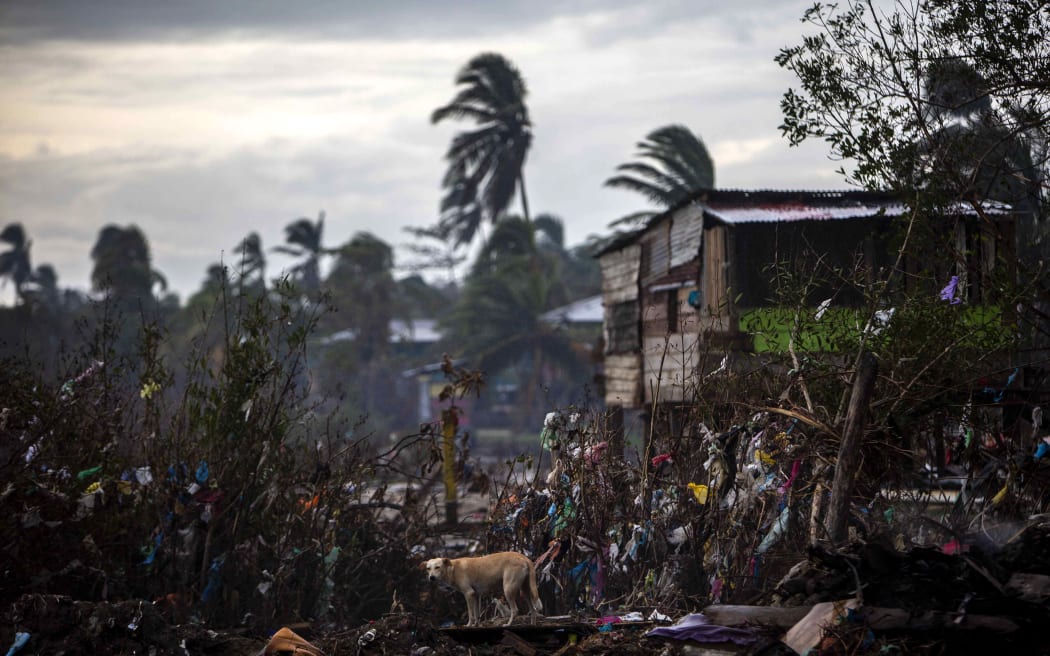 Houses destroyed by the passage of Hurricane Eta, in Bilwi, Puerto Cabezas, Nicaragua, on 15 November. Hurricane Iota was nearing the region as a category 5 storm.