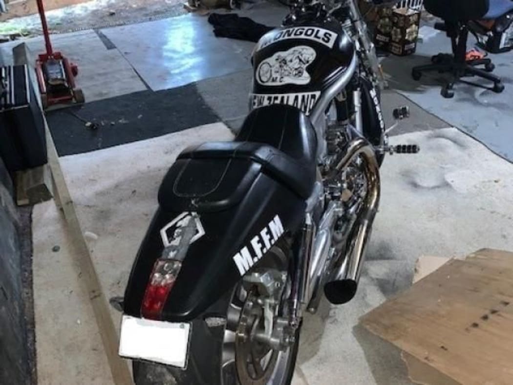 A motorbike recovered by Police during the arrests of Mongols gang members in Bay of Plenty.