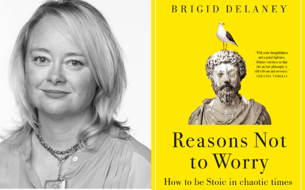 Author Brigid Delaney and the cover of her new book Reasons Not to Worry
