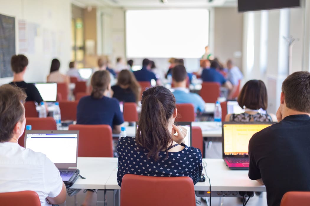 Students at a university workshop.