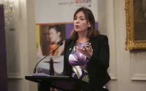 Julie Anne Genter speaks at the ceremony.