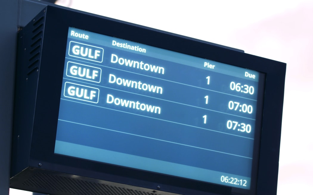 The Gulf Harbour ferry schedule on the morning of 9 September, 2024.