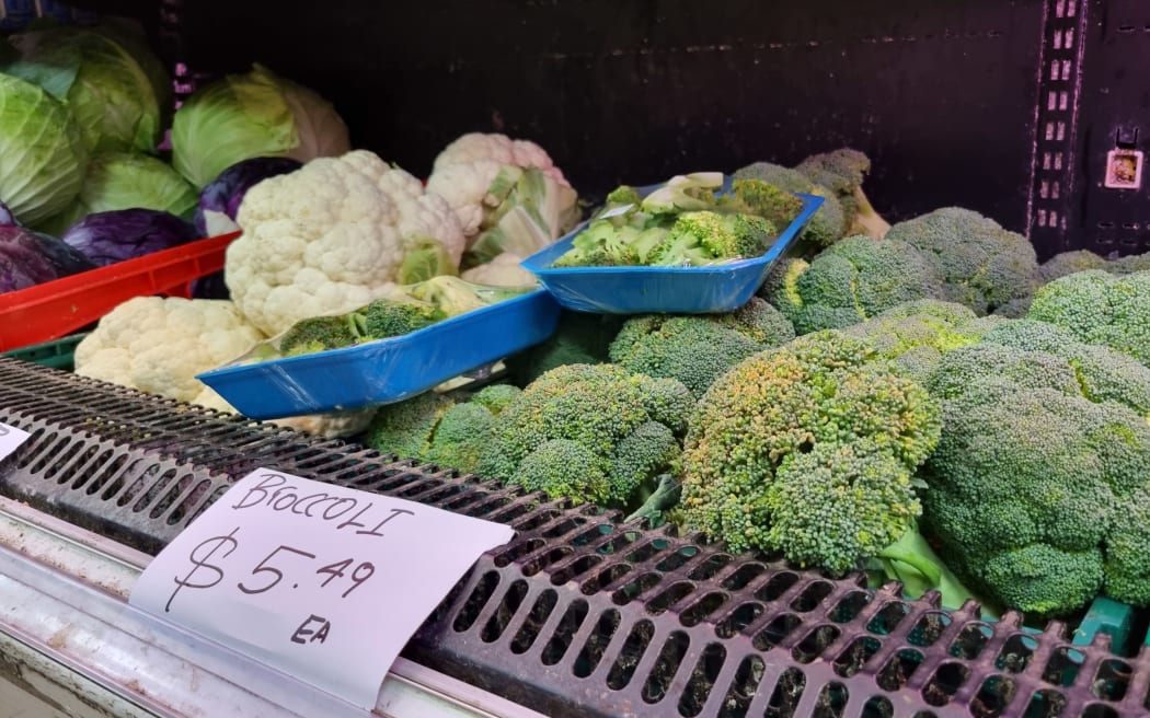 Broccoli was being sold at $5.49 each in Point Chev Fresh on 28 February, 2023.