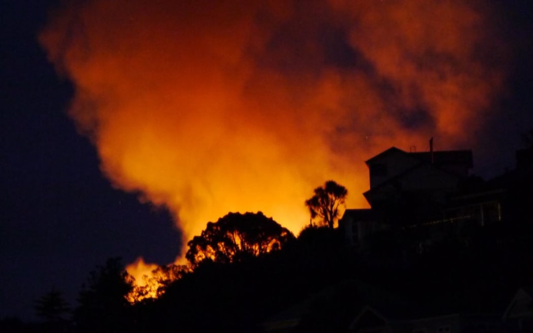 A large fire in Lyttelton on Cressy Terrace.