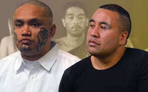 Robert Richards (left) and Royden Haenga (R) have been found guilty of murdering Hori Gage (background, centre) while his partner and three children were in the back seat of their car on August 6, 2023. Composite photo / Jeremy Wilkinson