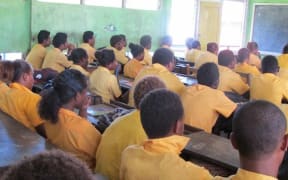 Solomon islands school children in class.