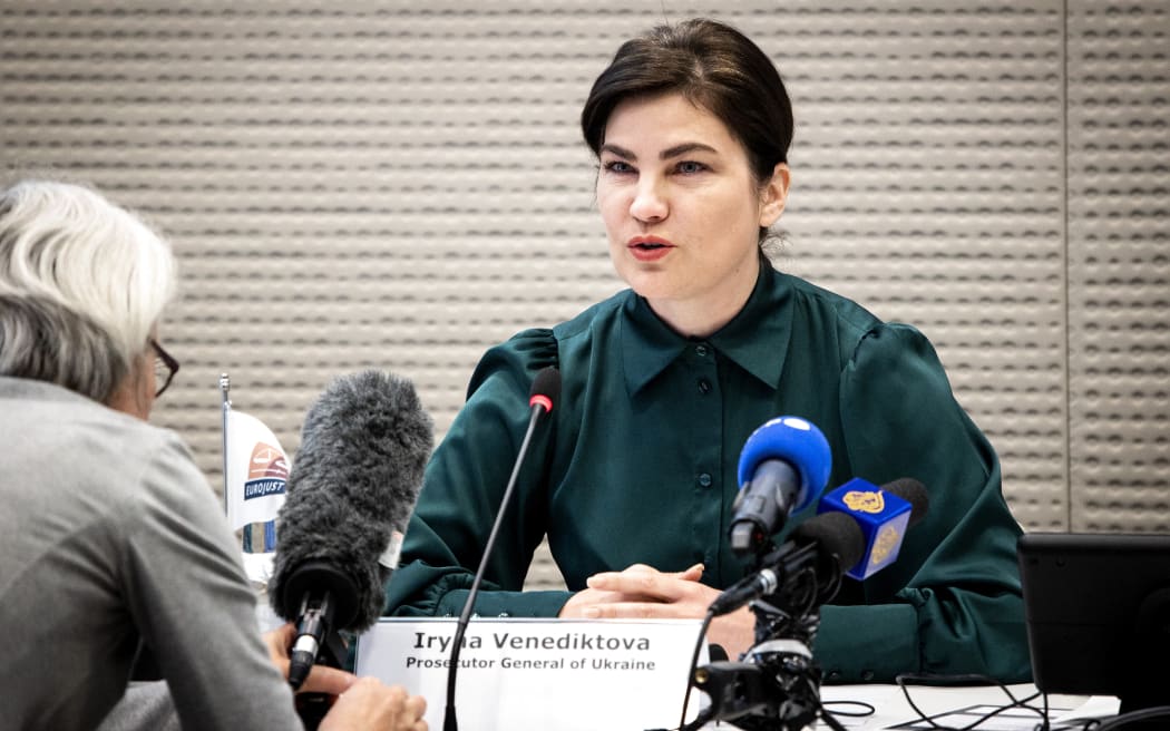 Ukraine's prosecutor general Iryna Venediktova during a press conference of Eurojust and the International Criminal Court (ICC) about the investigation of alleged serious international crimes committed in Ukraine.