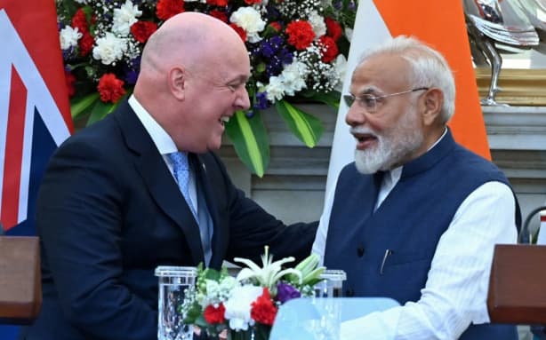 Prime Minister Christopher Luxon meets with Indian Prime Minister Narendra Modi in New Delhi on March 17, 2025.