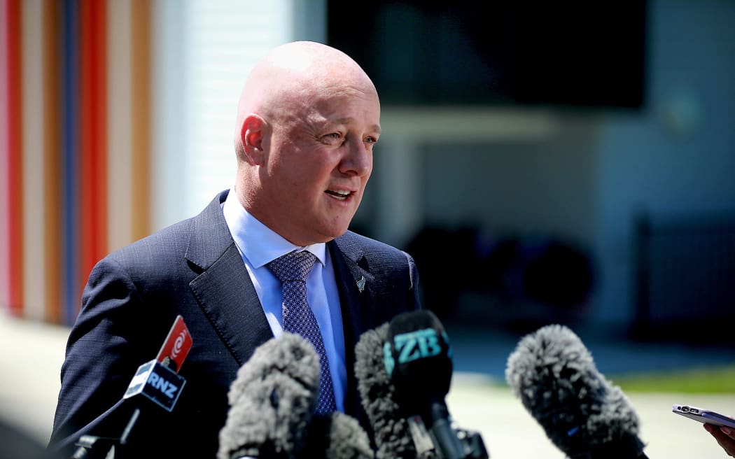 Prime Minister Christopher Luxon and Education Minister Erica Stanford stand up Brown’s Bay School in Auckland, 1 February 2024.