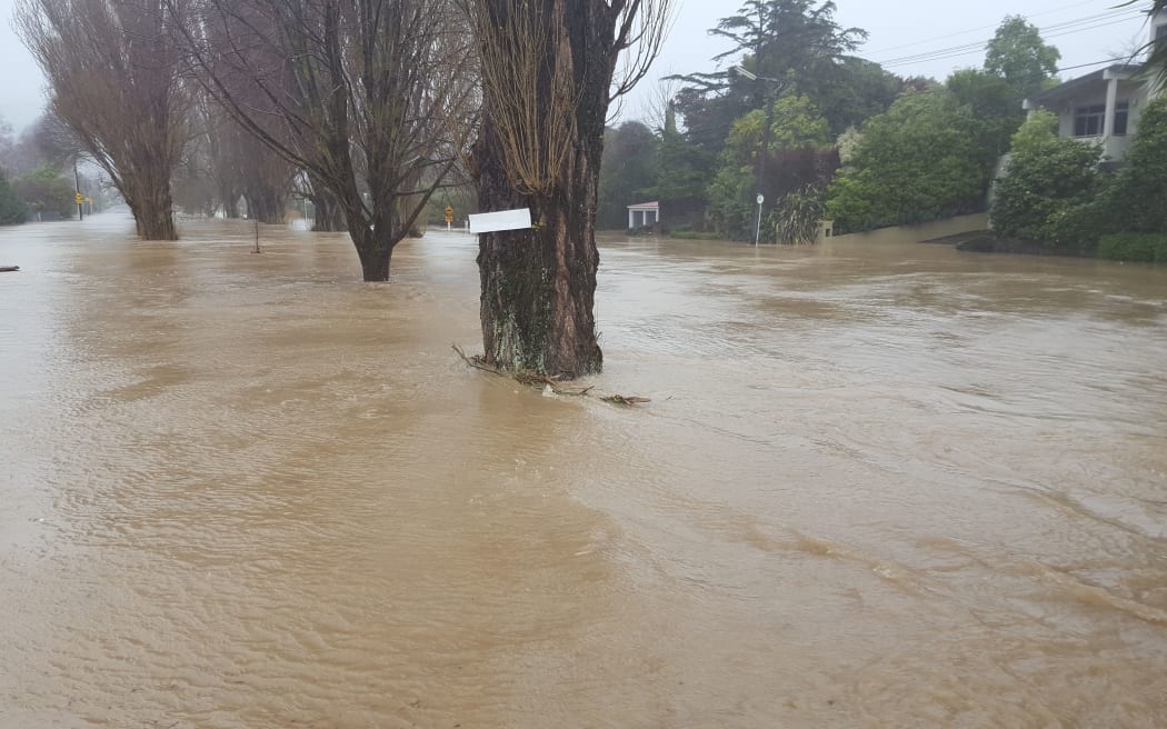 Flooding on Riverlaw Terrace in Christchurch.