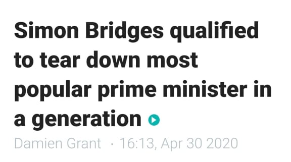 A Damien Grant column submitted about a month before Simon Bridges was rolled as National Party leader