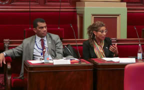 Lynda Tabuya and Aseri Radrodro at the Victoria Parliament in Melbourne. August 2023