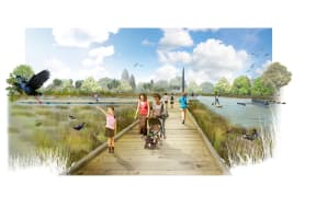Artist's impressions of the Christchurch river red zone Avon River, from Regenerate Christchurch.
