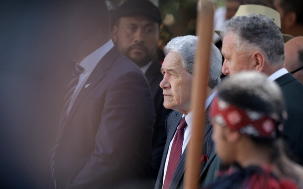 Winston Peters at Waitangi during the powhiri welcoming parliamentarians