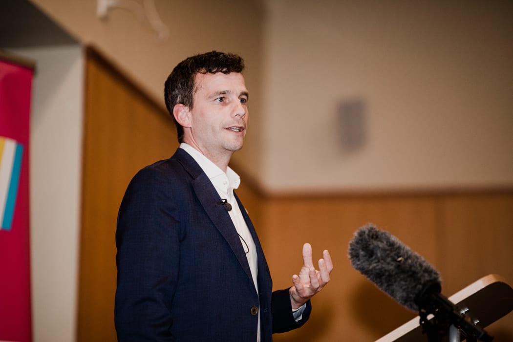 ACT leader David Seymour announces the party's tourism policy at an event in Te Anau.
