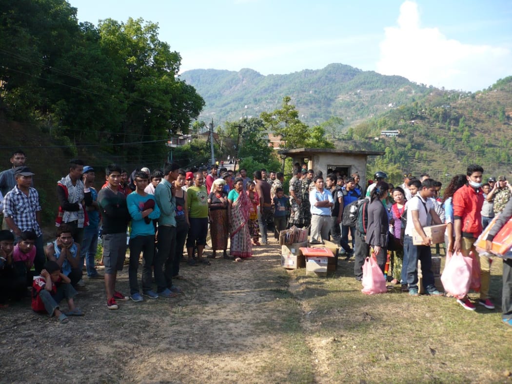 Locals gather in Gorkha