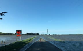 Mataura Island-Titiroa Road closed by weekend flooding, pictured on Monday 5 October 2020..
