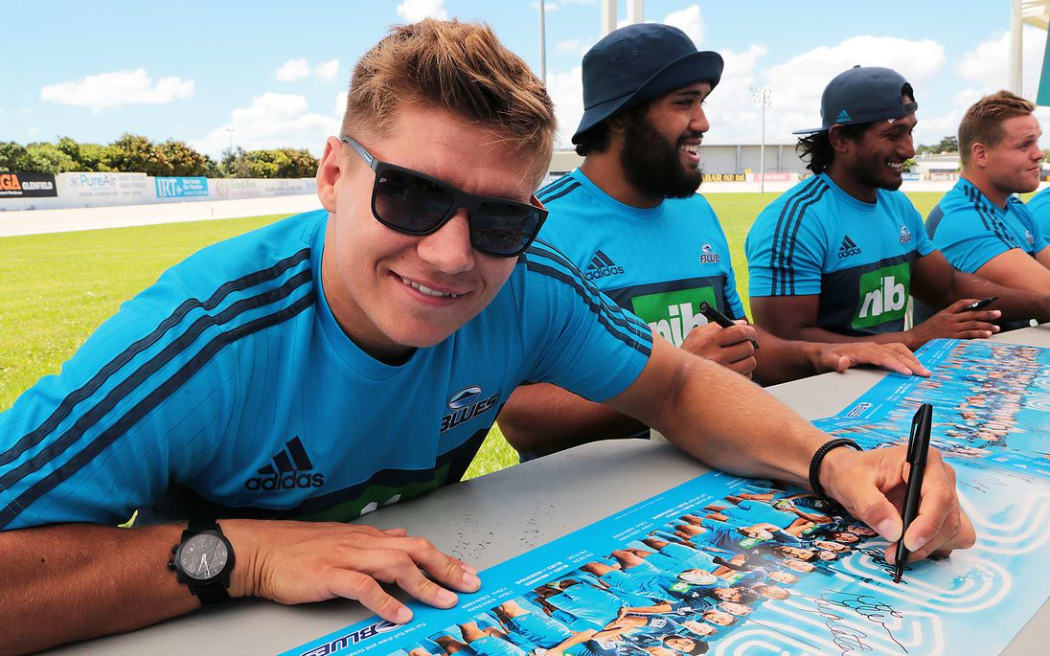 Piers Francis at the Blues open day at Alexandra Park, Auckland, Saturday February 20 2016. Photo: David Mackay / www.photosport.nz
