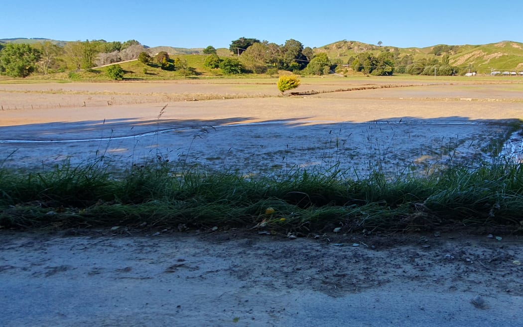 Silt covered paddocks outside Tīnui, near Wairarapa's east coast
