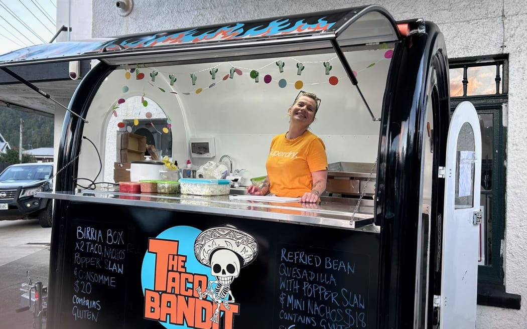 Beth Hill in her Taco Bandit trailer