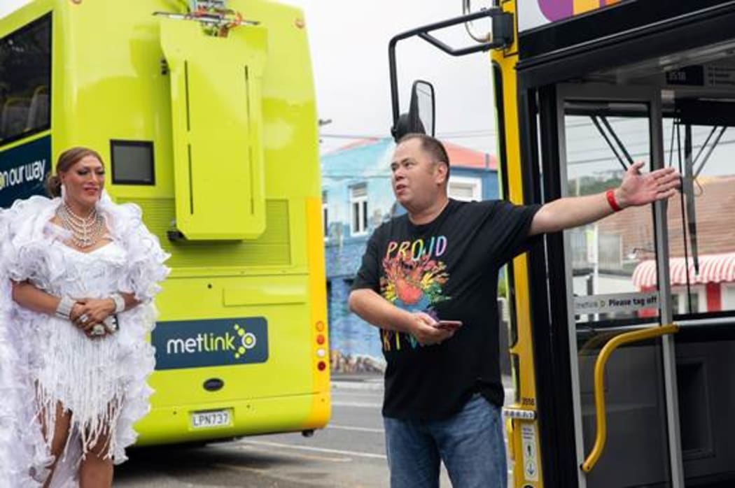 Richard Tait, at the unveiling of Wellington’s Pride Bus last week.
