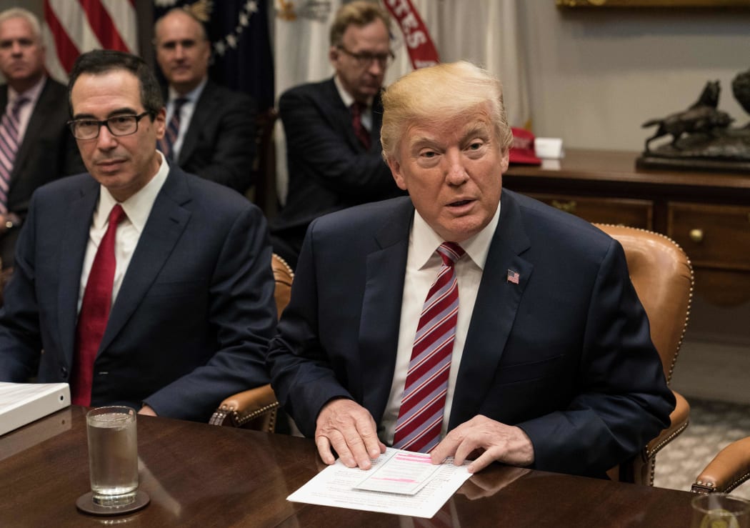 US Treasury Secretary Steve Mnuchin with US President Donald Trump.