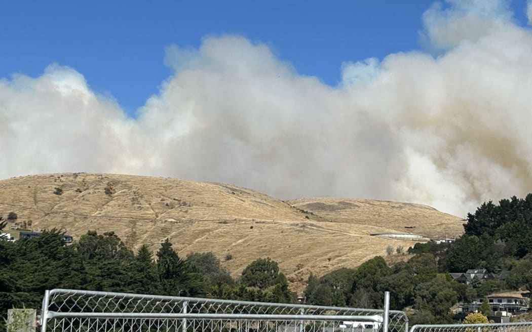 Port Hills fire as seen from outside Halswell Quarry, Christchurch on 14 February, 2024.