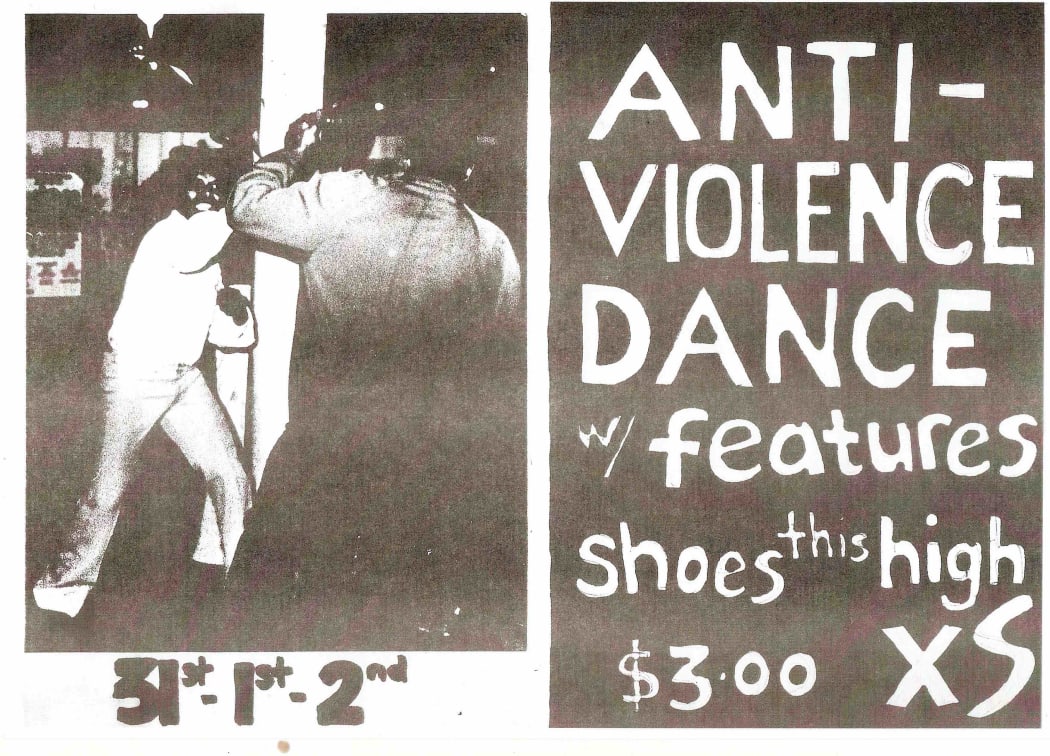Poster art for an Anti-Violence gig at Auckland venue XS