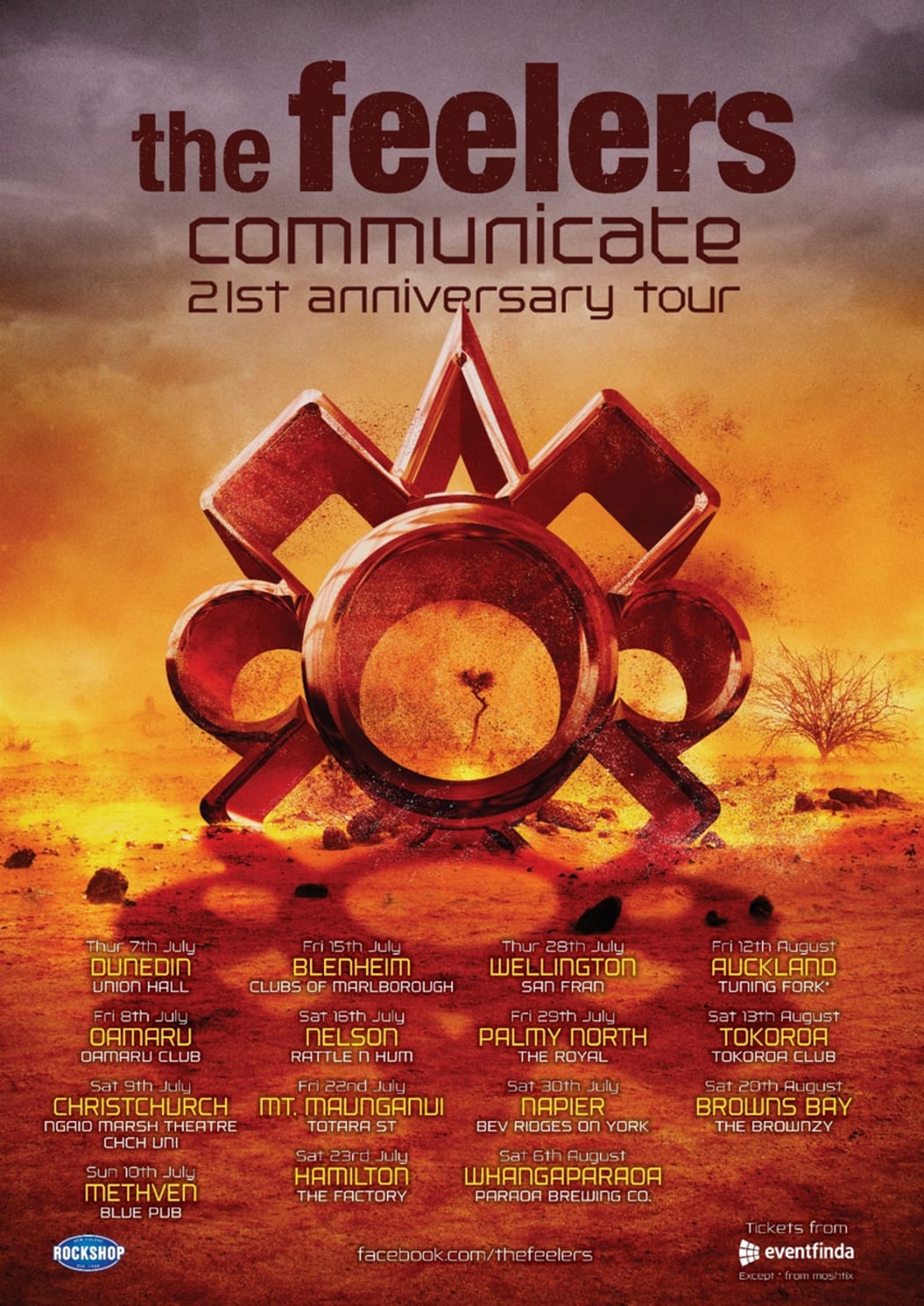 The Feelers COMMUNICATE 21st Anniversary NZ Tour poster