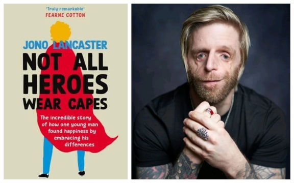 Jono Lancaster and his book, 'Not All Heroes Wear Capes'.