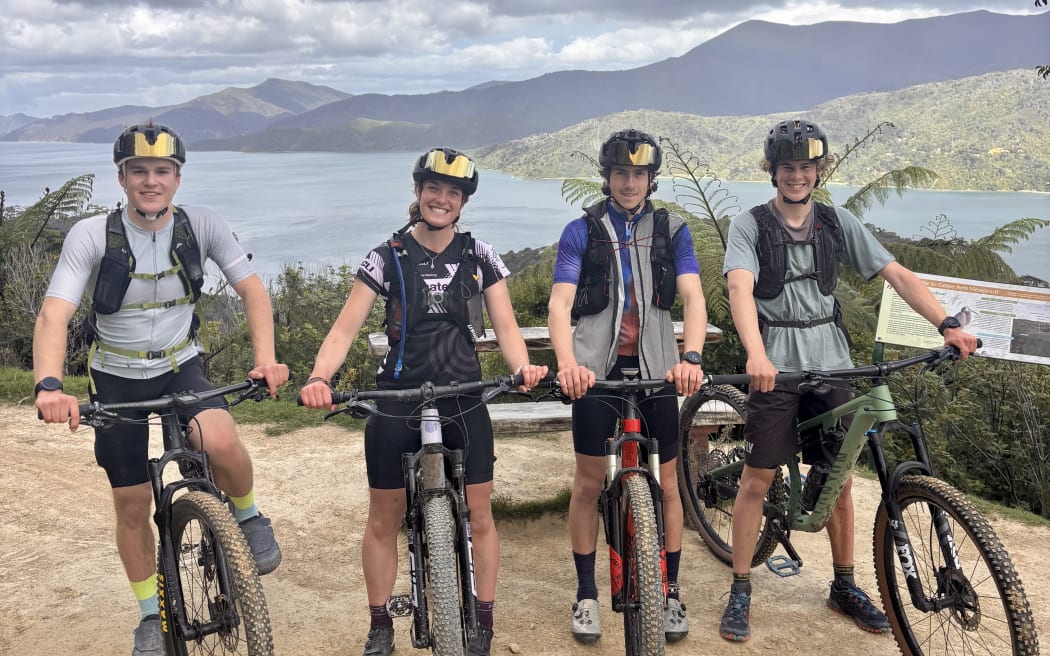 17-year-old Isabelle Schwarzenbach with her team for the 2025 Godzone adventure race.