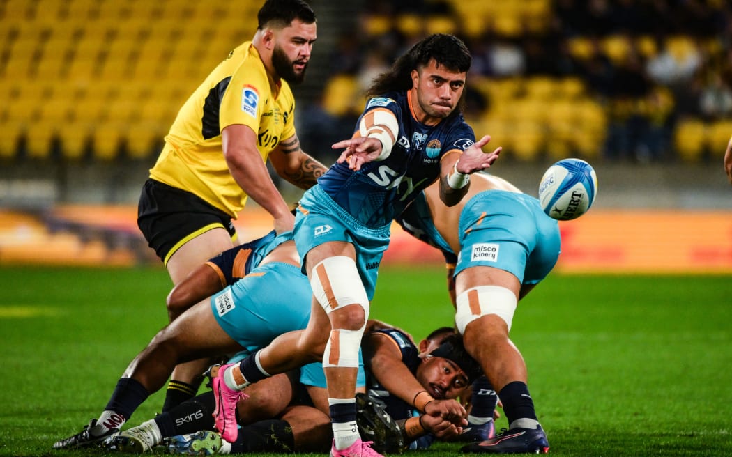 Jonathan Taumateine of Moana Pasifika, Hurricanes v Moana Pasifika, round 16 of the Super Rugby Pacific competition at Sky Stadium, Wellington, New Zealand on Saturday 31 May 2025. Photo: Elias Rodriguez / Photosport