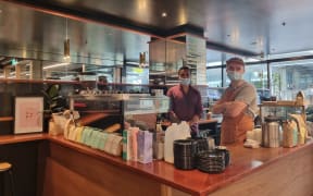 Theodore Loach (right) and Kalindha Wettwe (left) at Collective Coffee Shop & Co in Wellington.