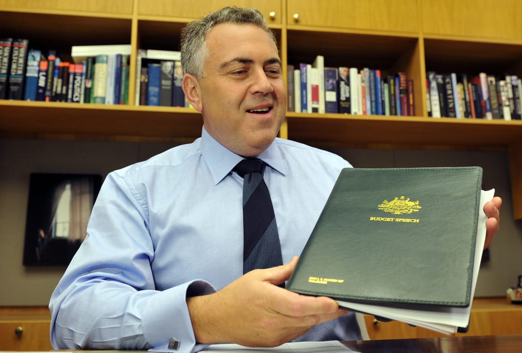 Federal treasurer Joe Hockey holding his budget speech at Parliament House in Canberra.