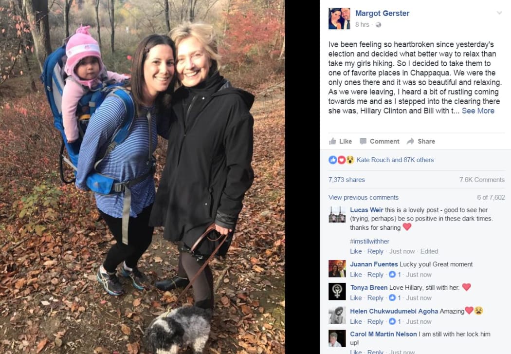 Margot Bester posted a photo of herself and Hillary Clinton on Facebook.