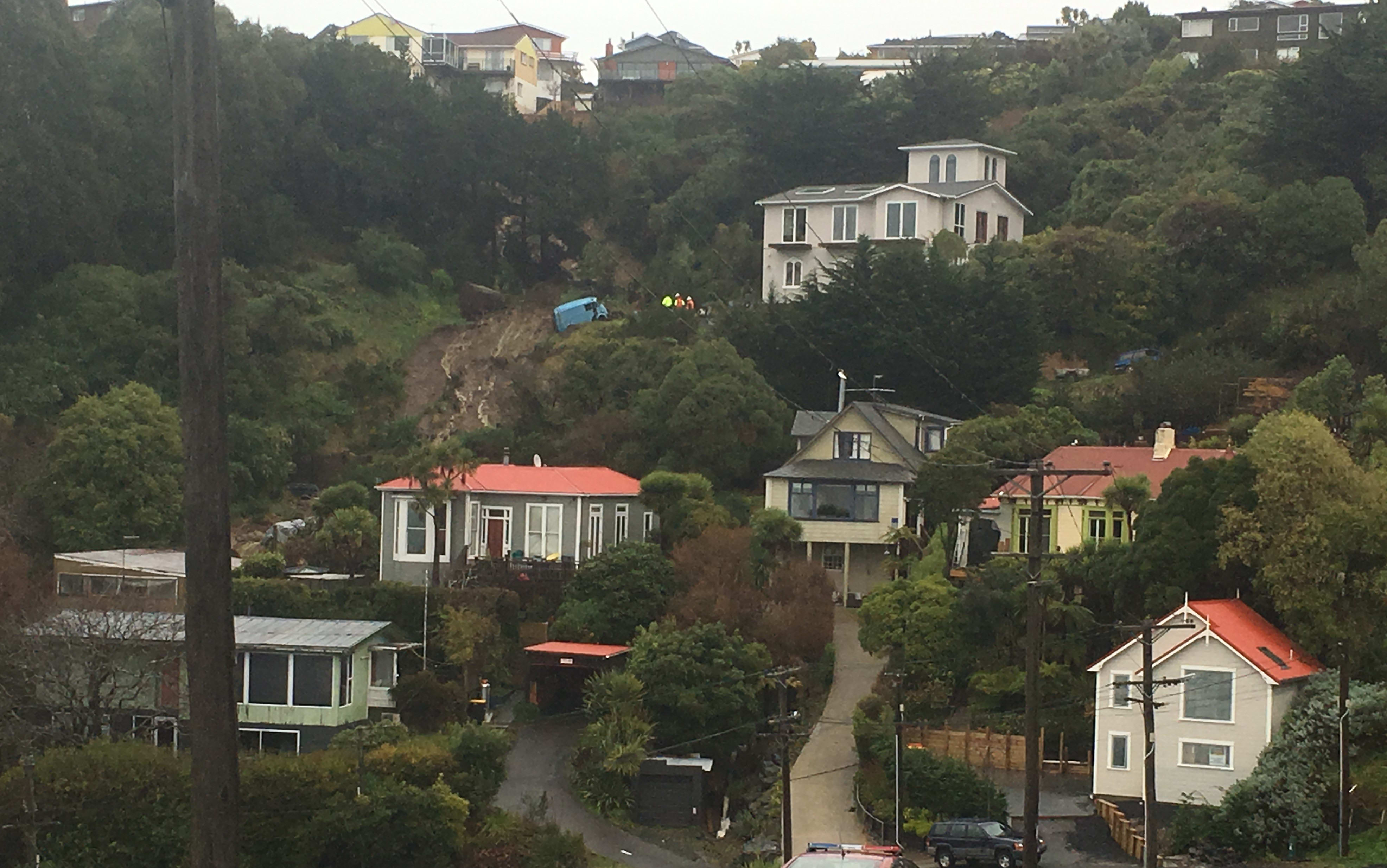 The slip at Ravenswood Road, St Clair, Dunedin.