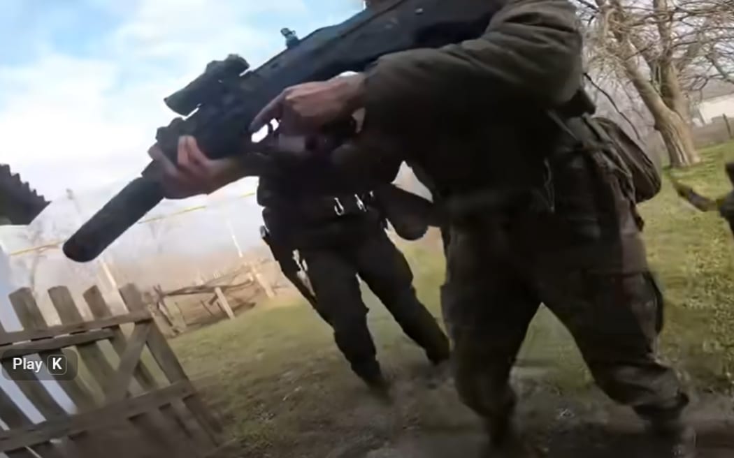 A screen shot from a YouTube video taken on the Ukraine war's frontlines.