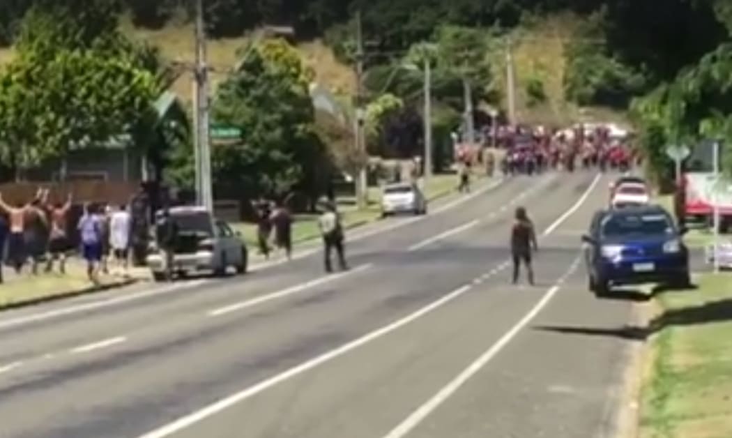 Shots have been fired in Whakatane, where a gang funeral is being held, and several arrests have been made, police say.