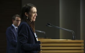 Prime Minister Jacinda Ardern and Director-General of Health Dr Ashley Bloomfield during a press conference at Parliament on August 31, 2021 in Wellington, New Zealand.