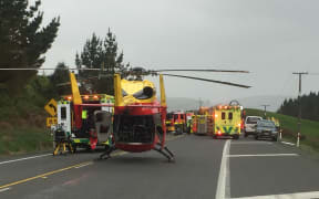 Four emergency helicopters were dispatched to the scene of the crash