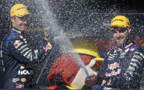 Jamie Whincup (L) and Shane van Gisbergen.