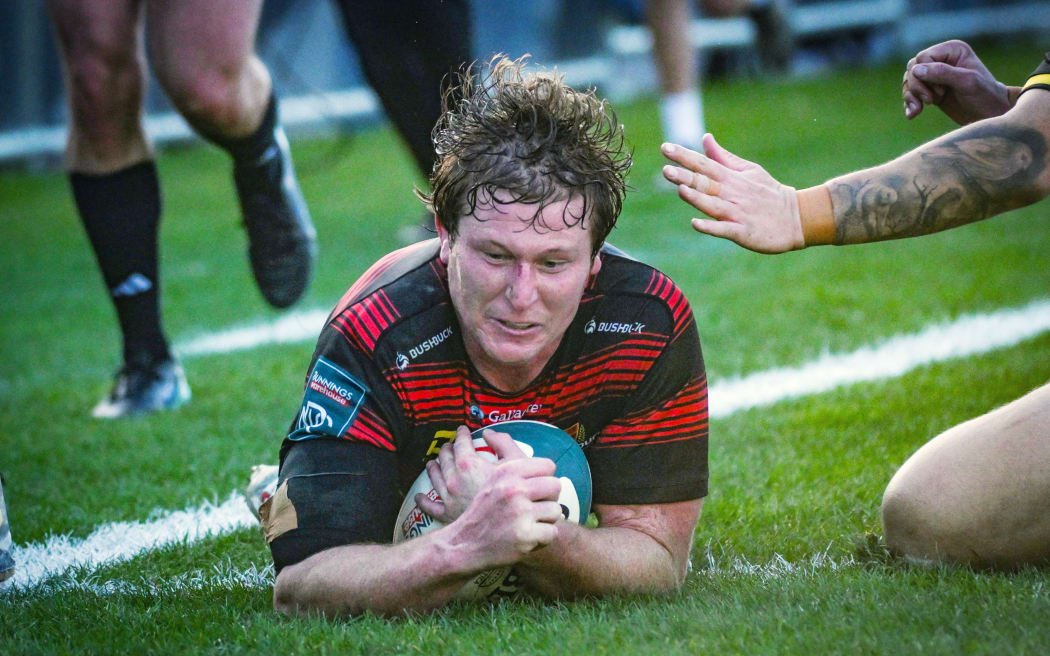 Cullen Grace captain of Canterbury scores a try.