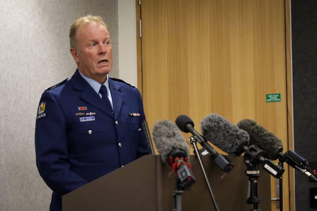 Canterbury district commander superintendent John Price speaking about arrests made after online threats towards Linwood Islamic Centre and Al Noor Mosque.