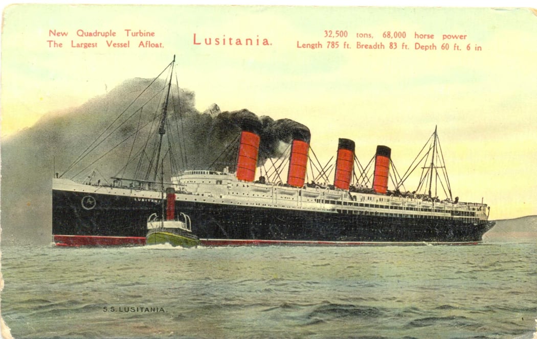Postcard of the cruise liner Lusitania, 1912.