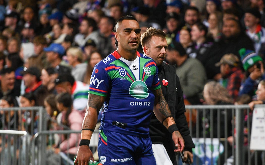 Marata Niukore of the Warriors gets sinbinned during the NRL Telstra Premiership, Warriors Vs Knights at the Apollo Projects Stadium, Christchurch, New Zealand, 25th April 2025. Copyright photo: John Davidson / www.photosport.nz