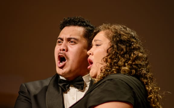 Emmanuel Fonoti-Fuimaono and Katherine Winitana perform during Toiere.
