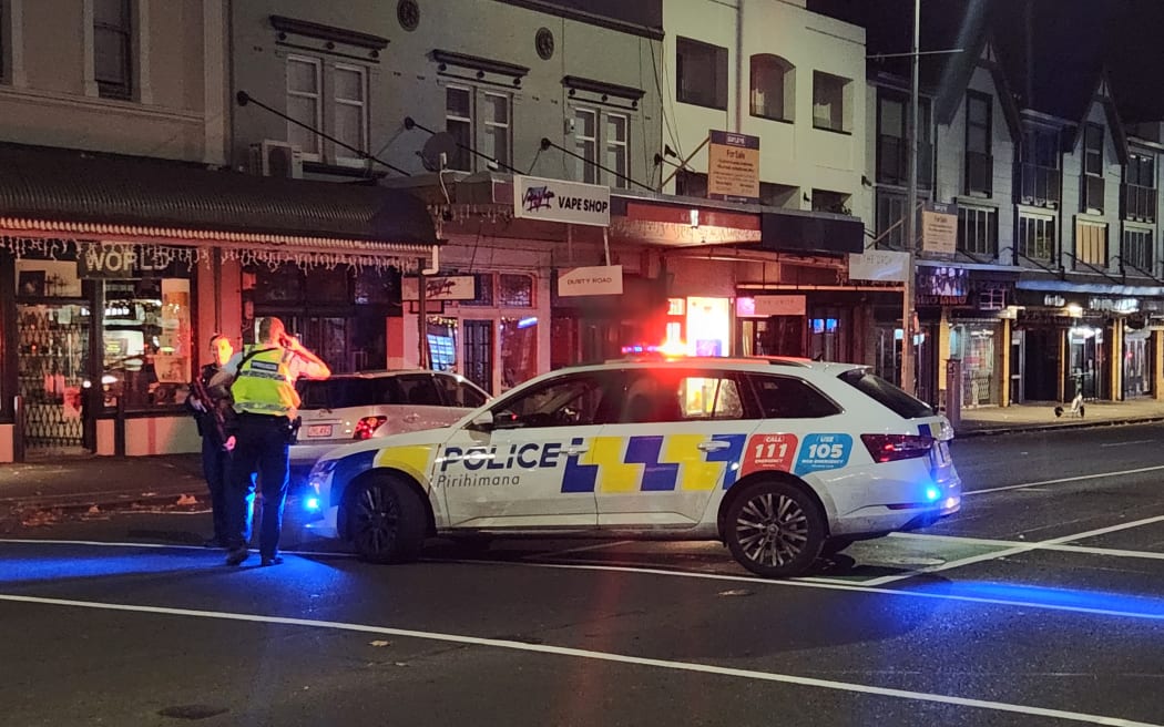 Police at the scene of a cordon after a reported death on Ponsonby Rd, on Sunday 5 May 2024.