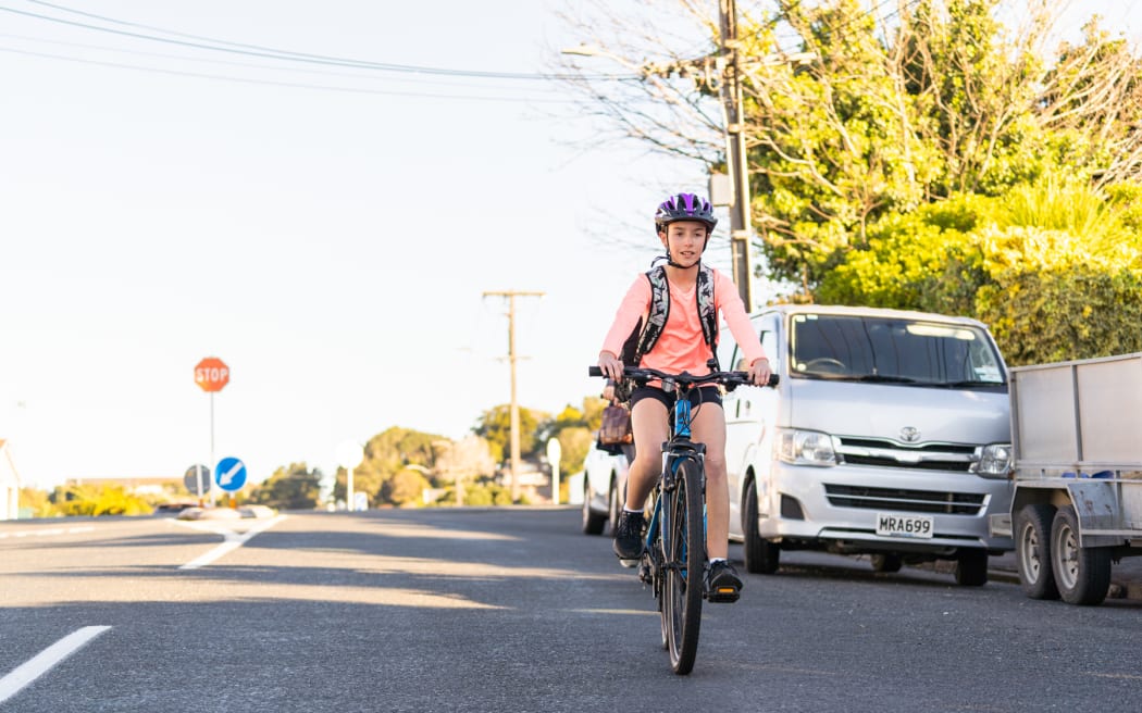 Child on cycleway in Taranaki