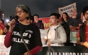 Anu Kaloti at the rally in July 2021