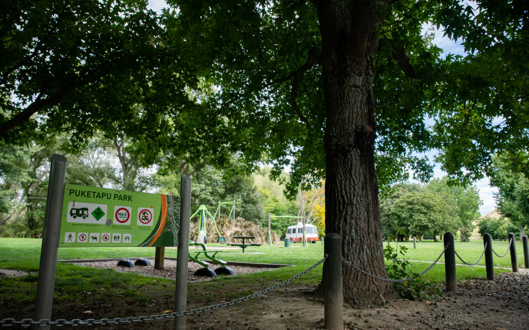Puketapu Park where Kruger and her six young children and newborn baby had set up tents.
